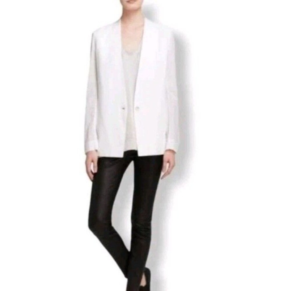 Helmut Lang Women’s White Open Back Knit Viscose Blazer Single Button Size 8 - Picture 1 of 11